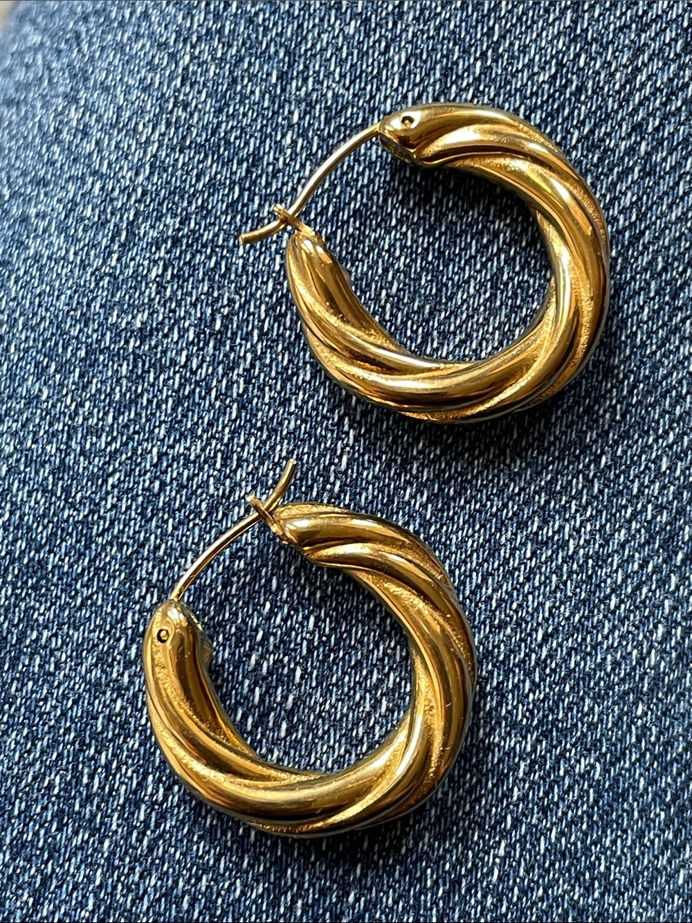 Gold Tone Twisted Hoop Earrings - Women Jewelry